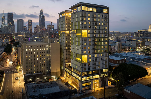 The Weingart Tower, Los Angeles' largest-ever affordable housing project, designed by AXIS Architecture + Design